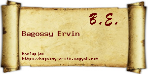 Bagossy Ervin névjegykártya